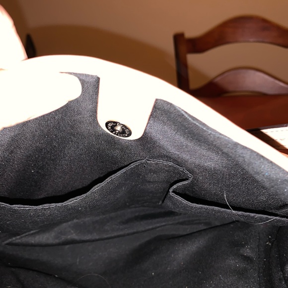 COACH Platinum Leather Trim Bag. Very classy. Multiple compartments. - Picture 7 of 11